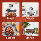 Ninja Crispi 3-in-1 Portable Glass Air Fryer Cooking System, 1500W, 4-Qt & 5-Cup TempWare Glass Containers with Storage Lids, Microwave, Freezer & Dishwasher Safe, White, FN100WH