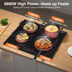 VoltCuisine Double/Dual Induction Cooktop 2 Burner, Shatter-proof Flat Glass Top, 9 Heat Settings, LED Touch Display with Child Safety Lock & Overheat Protection