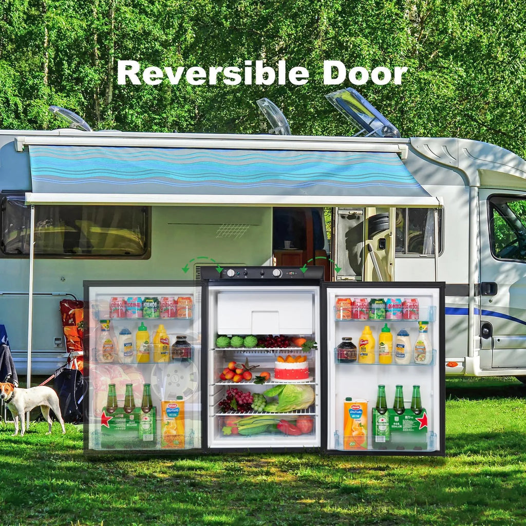 SMAD 3.5 Cu ft 3 Way Fridge Refrigerator Freezer Combo 12V/110V/LPG Camping Offgrid RV Travel Truck Outdoor