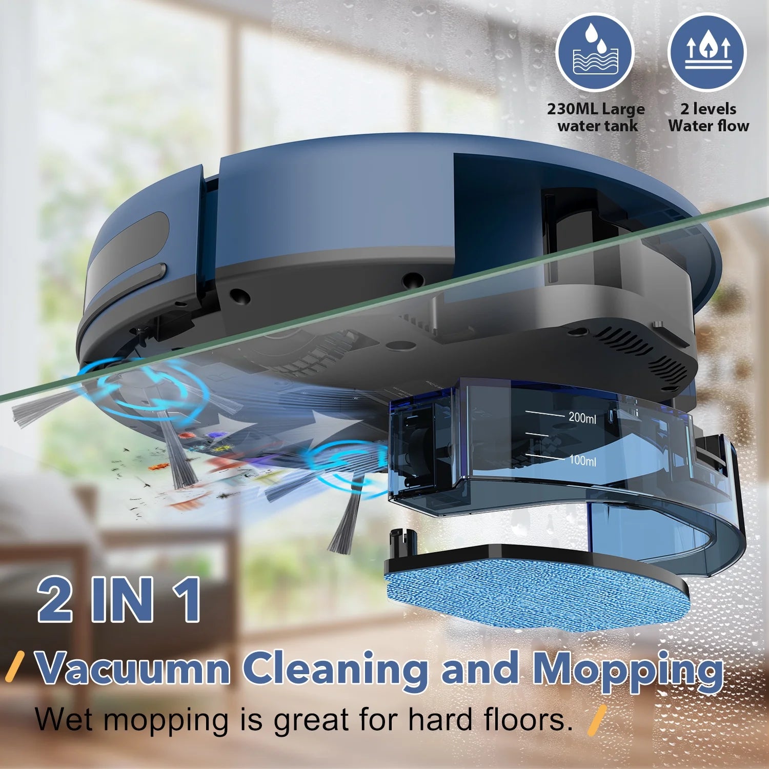 ONSON Robot Vacuum Cleaner, Robot Vacuum and Mop Combo with WIFI / Alexa for Pet Hair and Hard Floor