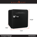 Open Box Magic Chef 1.6 Cu. Ft. Retro Mini Fridge with LED Light, Black, 34 lbs