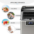 Fenbeli 26lbs/24H Countertop Ice Maker Machine with Handle, Portable Ice Maker Machine with Auto-Cleaning, Black