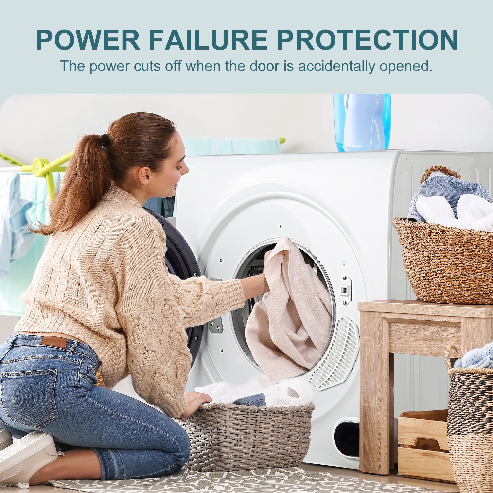 Simzlife 1.6 Cu. ft. Portable Clothes Dryer, Electric Compact Dryer Machine, 19.5 in W, 23.6 in H