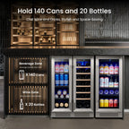Yeego 30" Wine and Beverage Refrigerator,Two 15" Wine and Beverage Cooler Under Counter or Freestanding, Hold 33 Bottles and 80 Cans(Two Pack)