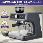 COZONY Espresso Machine 15 Bar, 2.5 L Water Tank, Semi Automatic Coffee Maker with Grinder, Milk Frother/Steam Wand, Italian Pump, All-in-One Espresso Machine, Stainless Steel, Silver