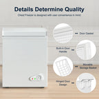 TABU Chest Freezer,3.5 Cu ft Deep Freezer,Garage Ready,Top Open Door,Black