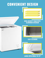 WANAI 3.5 Cu.ft Chest Freezer Small Deep Freeze with 7 Gears Temp Control Office Dorm Kitchen White