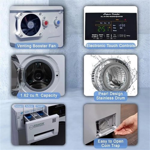 Bowery Hill All-in-One Washer Dryer VENTED-DRY FASTER than Condense 15lb 110V