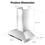 Brano 30-Inch Canopy Range Hood, Wall Mount, 900 CFM, 4-Speed Exhaust Fan, Stainless Steel, LED Lights, Memory Mode