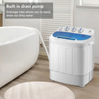 Portable Washing Machine, YOFE Compact Mini Washing Machine, Semi-automatic Washing Machine, Portable Mini Twin Tub Washing Machine for Camping Apartments, Washer(7.7lbs) /Spiner(6.6lbs), Gray, R4861