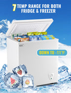 WANAI 3.5 Cu.ft Chest Freezer Small Deep Freeze with 7 Gears Temp Control Office Dorm Kitchen White