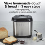 Hamilton Beach 2 lb Bread Maker Machine, Artisan Dough Bread Maker with 14 Settings, Black & Stainless Steel