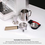 Thyme & Table Barista Grade Espresso Machine with 15-Bar Pressure, Conical Burr Grinder and Steam Wand, Sand White
