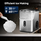 EUHOMY 34.5 lbs Nugget Ice Maker Portable Countertop, Ice Maker Machine with Self Cleaning