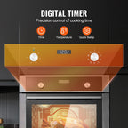 KFFKFF Single Wall Oven, 24" Electric Oven for Built-in Installation, Offers 9 Cooking Modes, 2.68 Cu.Ft Capacity, Includes Timer, 2800W Power, Comes with Baking Rack and Tray, Ideal for Any Kitchen