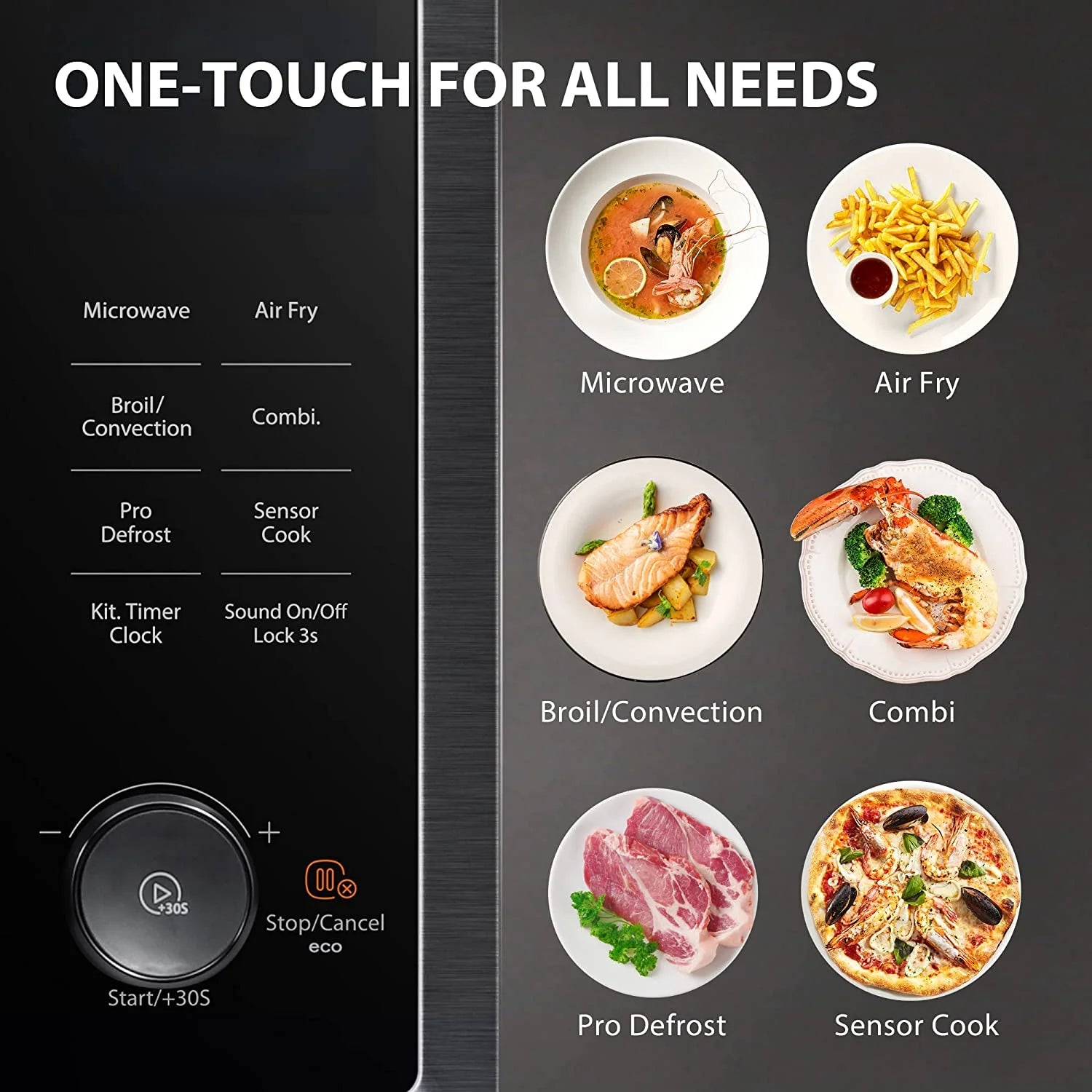 TOSHIBA 7-in-1 Countertop Microwave Oven Air Fryer Combo, Inverter, Convection, Broil, Speedy Combi, Even Defrost, Humidity Sensor, Mute Function, 27 Auto Menu&47 Recipes, 1.0 cu.ft/30QT, 1000W