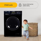 Pemberly Row Pet Compact 110V Vented/Ventless 15 lbs Combo Washer Dryer in Black