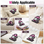 Mattress Vacuum Cleaner, 17Kpa 650W Bed Vacuum with 273nm -C Light & 145 �� F Heating, 80000 RPM Brushroll for Pillows, Cribs, Sofa - Black Corded