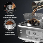 Espresso Machine 15 Bar, LCD Display Espresso Maker with Grinder, Milk Frother and PID Temperature Control, Professional Coffee Maker for Latte Cappuccino - 8.8 Oz Bean Hopper