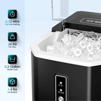 Fenbeli 26lbs/24H Countertop Ice Maker Machine with Handle, Portable Ice Maker Machine with Auto-Cleaning, Black