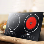 Anqidi 2400W Double Induction Cooktop, Portable Countertop Digital Electric Induction Cooker w/8 Gear Firepower 110V