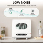 5 functions Countertop Dishwasher with 5L Water Tank,Upgrade Hot Air Dry Function,800W White Portable Dishwasher for Clean Dishes Knives Vegetables Fruits,161.6�H High Temp