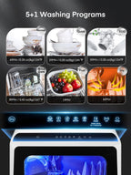 FOHERE Countertop Dishwasher with 6H Delay Cleaning, Portable Dishwasher w/5L Built-in Water Tank, 6 Programs, 360��Dual Spray, High-Temp