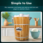 Elite Cuisine EIM569 6Qt. Old Fashioned Pine Bucket Ice Cream Maker with Hand Crank
