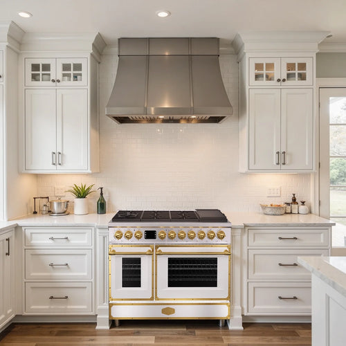 Akicon 48 Inch Freestanding Gas Range with 8 Sealed Burners Cooktop, 6.7 Cu.Ft. Dual Zone Capacity, Natural Gas/LP Convertible-BSGBGGA1