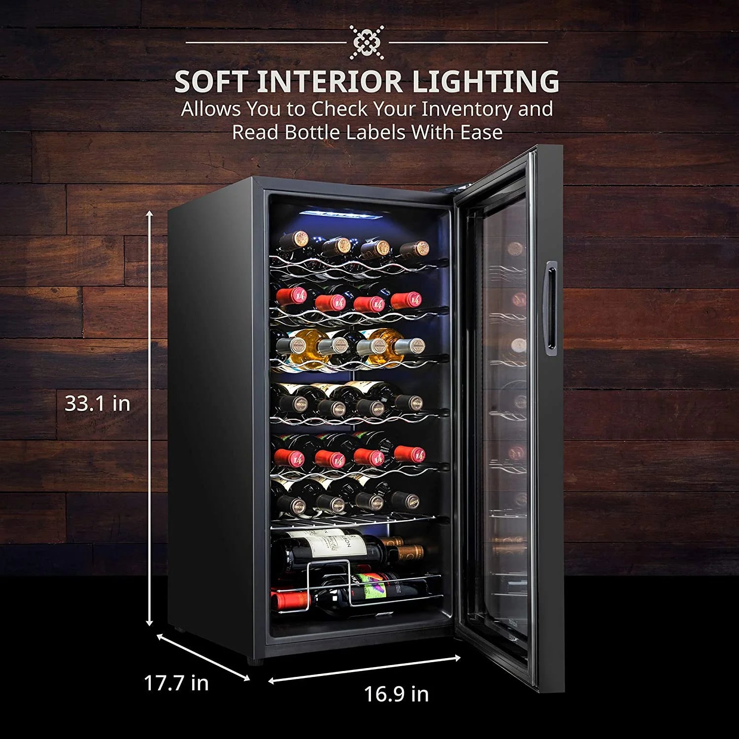 Ivation 18-Bottle Glass Door Compressor Refrigerator, Black