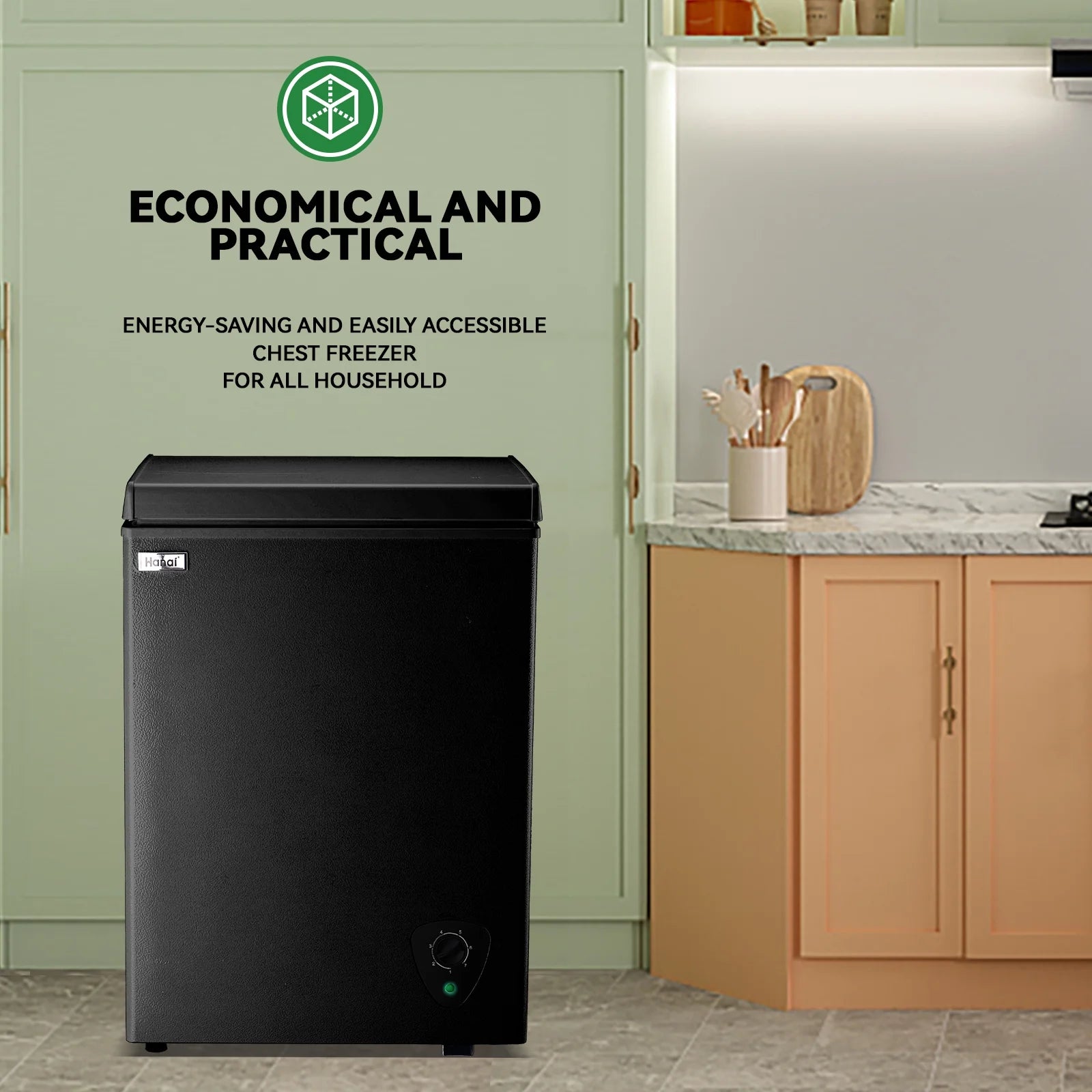 WANAI 5.0 Cubic Feet Chest Freezer Large Home Deep Freezers Black Top Door with Removable Basket