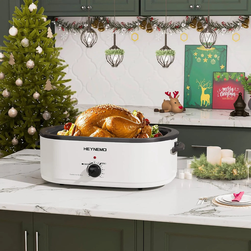 20 Quart Electric Roaster Oven, Turkey Roaster Electric, Roaster Oven Buffet, Selfbasting Lid, Removable Pan, Full-Range Temperature Control Cool-Touch Handles, Turkey Roaster, Black