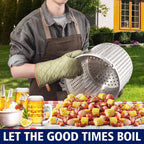 64QT Stainless Steel Pot with 200,000BTU Propane Fryer, Seafood Boil Pot, Crab Boil Pot, Lobster Pot, Shrimp Boil Pot, Tamale Steamer Pot with Basket and Turkey Fryer Burner