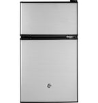 GE Appliances 3.1 Cu. Ft. Freestanding Double Door Compact Refrigerator, Steel