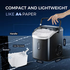 Simzlife Nugget Ice Maker Countertop, 34.9lbs per Day Chewable Pebble Nugget Ice Machine with Touch Screen for Home, Kitchen, Office, Stainless Steel, Black