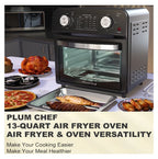 12.5 Quart 7-in-1 Convection Toaster Oven, 1500W, 5 Pre-set Menus, Roast, Bake, Grill, Broil, Toast, Dehydrate, Defrost, Stainless Steel, Black