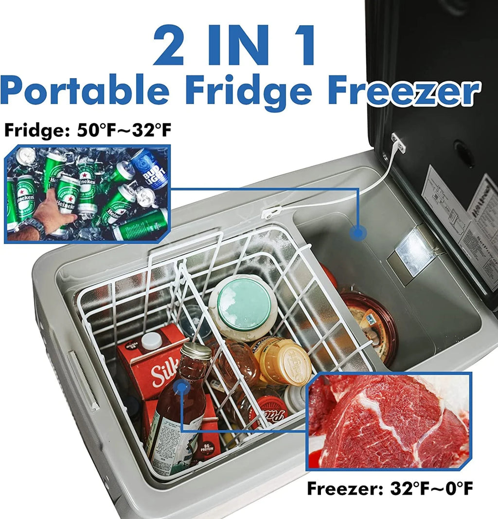 Setpower 12V Portable Refrigerator Freezer, 32 Quart Outdoor Fridge for Camping,Car Refrigerator,Electric Cooler for Truck, RV, Travel,3-Year Warranty