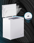 TABU Chest Freezer, 10.0 Cu ft Deep Freezer with Removable Basket, Adjustable Temperature, Compact Freezer with Top Open Door (White)