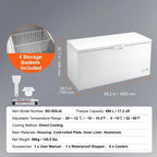 Choco Moon Large Capacity 14.5 Cu.ft Chest Freezer, 345L Storage, 4 Slide-Out Baskets, Lockable Lid, 8 Temp Control Levels, Energy-Efficient LED Lights, 6 Swivel Casters for Easy Mobility