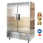 Commercial Reach in Refrigerator, 54" x 32" x 81 1/2", 42 Cubic Ft, Double Door Stainless Steel Fridge, NSFcertified