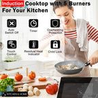 K&H SIGNATURE SERIES 5 Burner 31.5 Inch Built-in Induction Electric Stove Top Ceramic Cooktop Touch Control 240V 9200W IN30-9200FLX