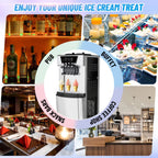 Tookss Commercial 3 Flavors Ice Cream Machine, 5.8 to 8Gal per Hour Soft Serve Ice Cream Maker,with Auto Clean, LCD Display for home Snack Bar Restaurants
