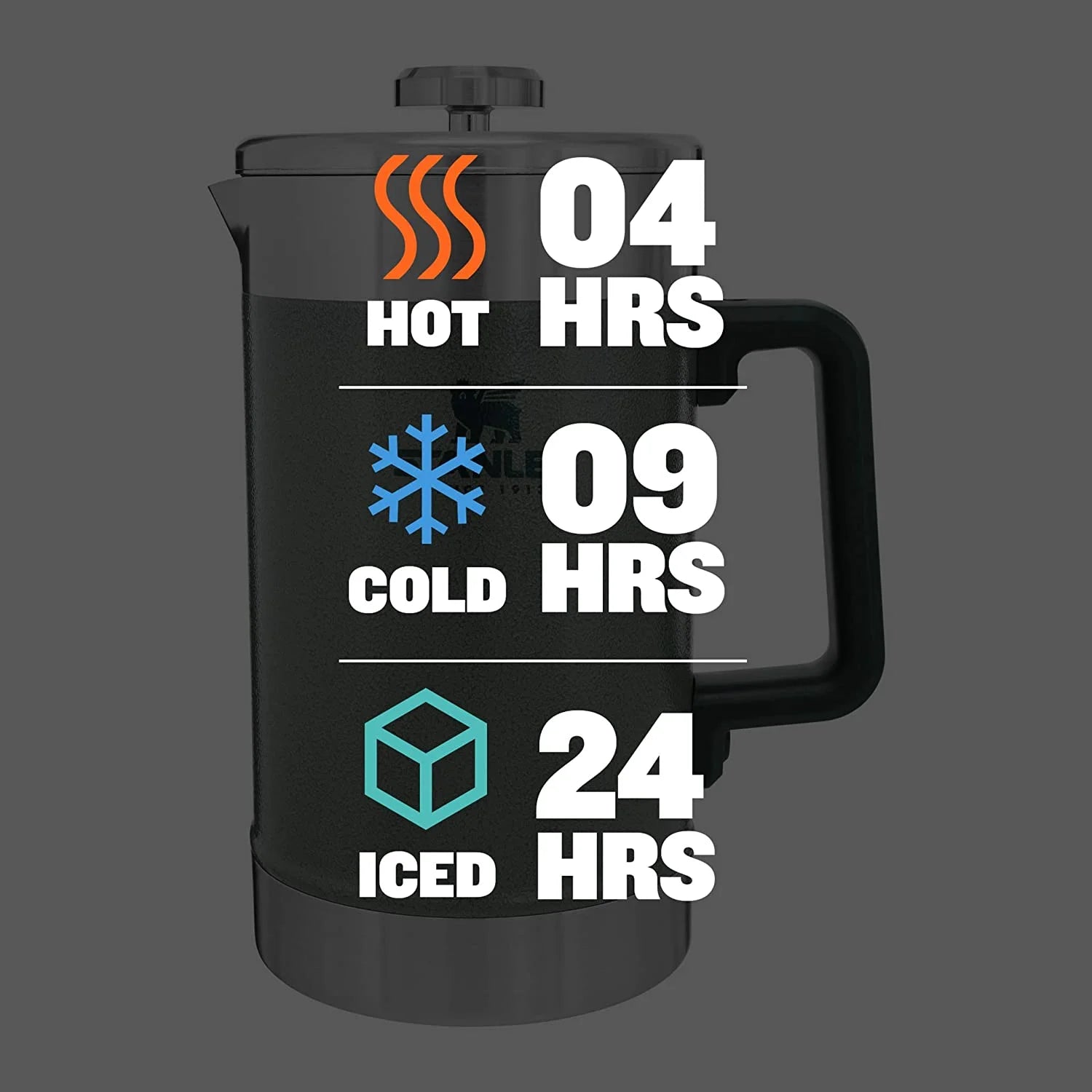 Stanley Classic Stay-Hot French Press Coffee Maker 48 oz | 5 Minute Brew, 4 Hours Hot | Mesh Filter for Coffee Grounds | Insulated Stainless Steel French Press | BPA-Free | Hammertone Green