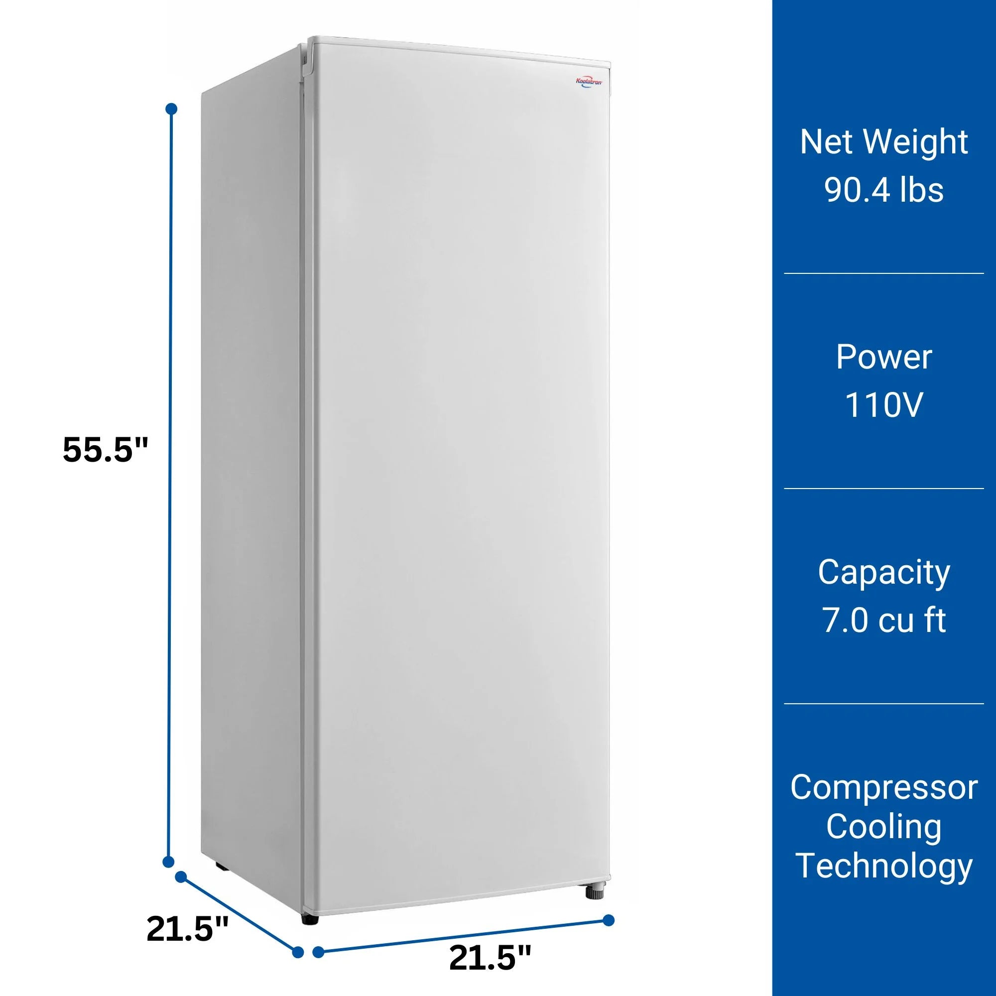 Koolatron? Compact Upright Freezer, White, 200 liter/7.0 Cu ft, Garage Ready