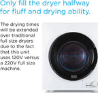 BLACK+DECKER BCED37 Compact Dryer for Standard Wall Outlet, Small, 4 Modes, Load Volume 13.2 lbs., White
