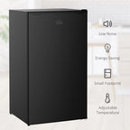 Homiyad 3.2 Cu.Ft Mini Fridge with Freezer, Single Door Compact Refrigerator with Adjustable Thermostat, Shelf and Reversible Door for Bedroom, Dorm, Home Office, Energy Efficient, Black