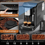 Riedhoff Fully Automatic Espresso Machine CM9002, 1350 W, Touch Screen with 1.5 L Water Tank, Black