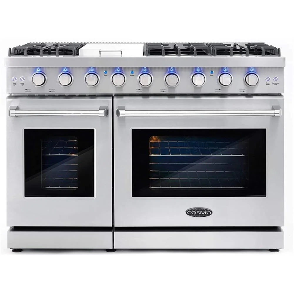 Cosmo 48" Double Oven Gas Range & Range Hood & Dishwasher Set - Liquid Propane