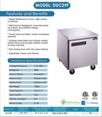 DUC29F Single Door Undercounter Freezer in Stainless Steel