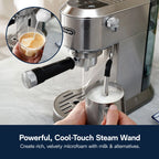 De'Longhi Dedica Duo Espresso Machine, Compact Size with Built in Frother for Latte Art, Brew Espresso, Cold Brew, Lattes & More, Stainless Steel